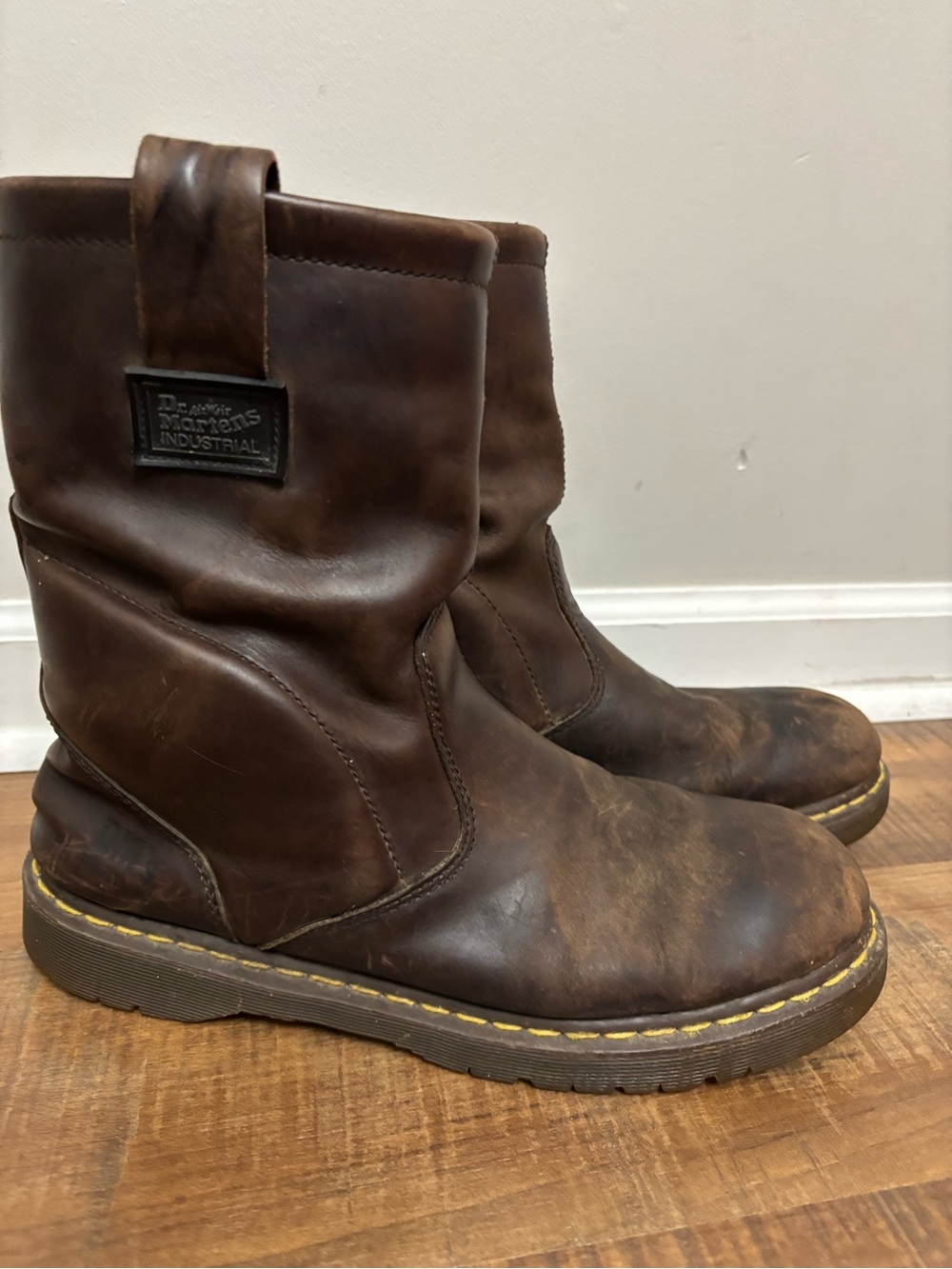 Dr. Martens Brown Leather Pull-On Slip Resistant Work Ankle Boots Men US 12
